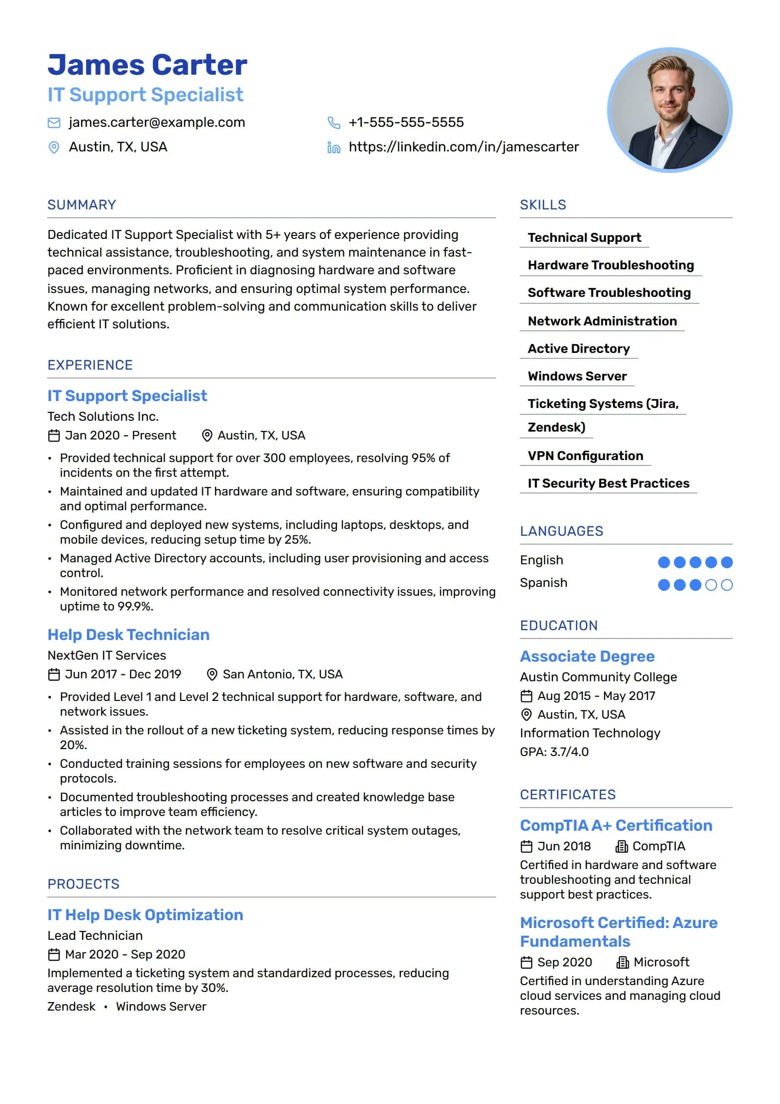 TechSupport Resume preview